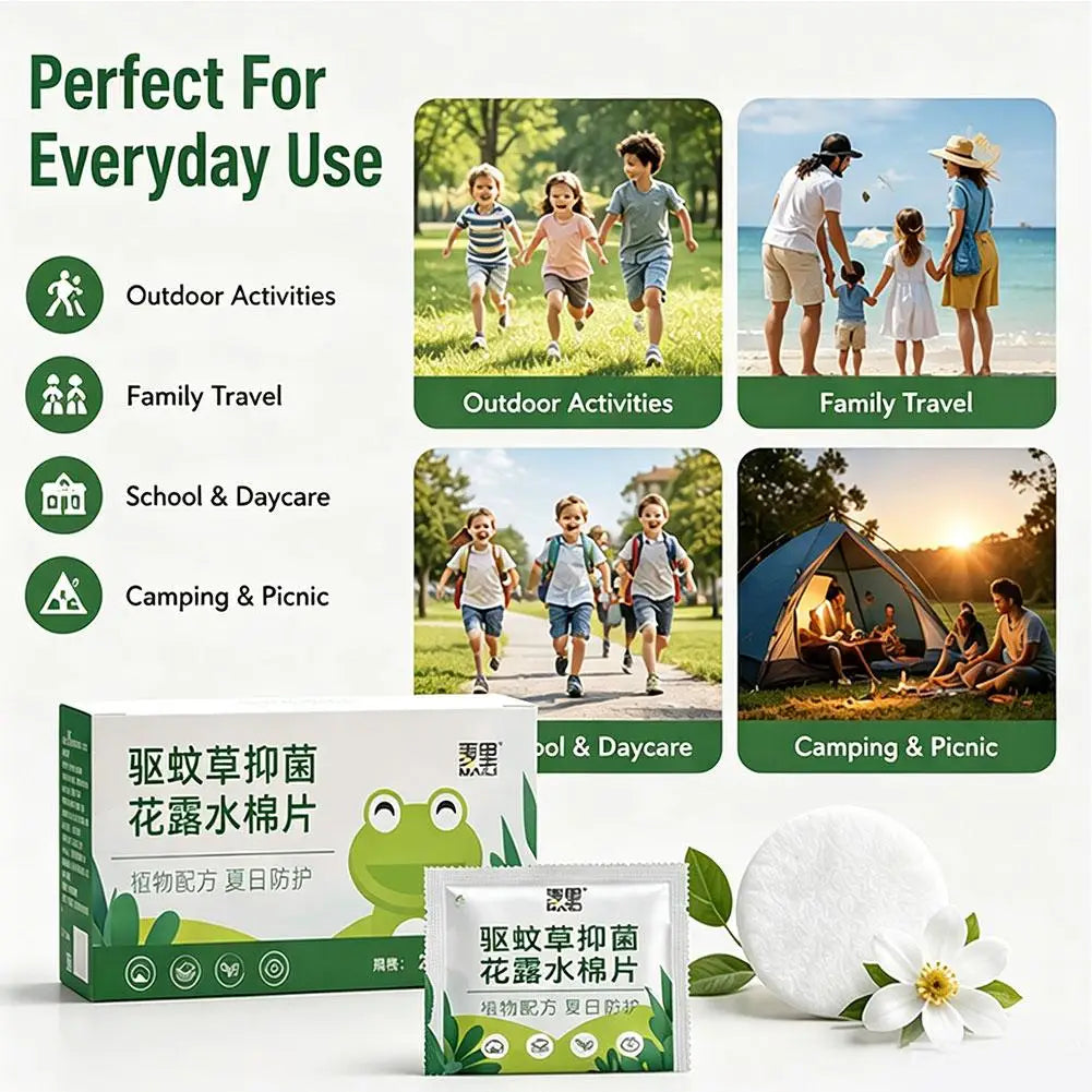 20/50pcs Individually Packaged Portable Summer Baby And Children's Comfortable Natural Plant Extract Wet Wipes Mosquito Control