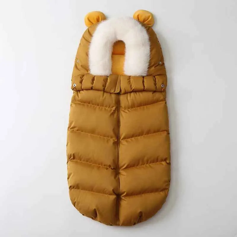 Winter 0-12Months Baby Footmuff For Outside Travel Thick Warm Envelope Cocoon Removable Fur Collar Baby Carriage Bag In Stroller
