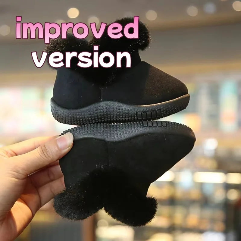 Fluffy Plush Warm Winter Snow Boots Soft Non-slip Infant First Walkers Shoes Wear-resisting Footwear For Baby Boys Girls Kids