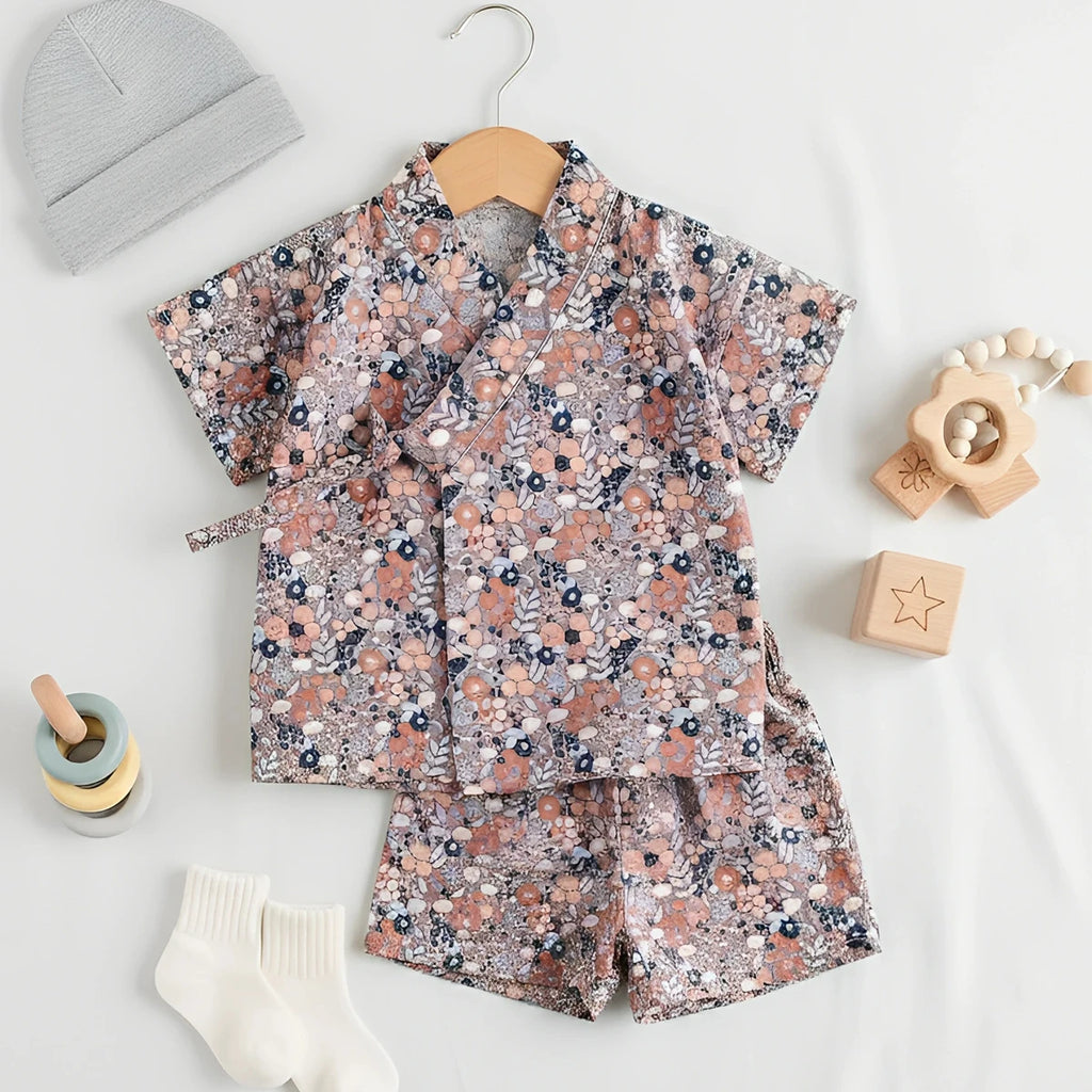 Summer Floral Little Kids Cute Tops and Shorts Outfits Sets Baby Clothing Sets