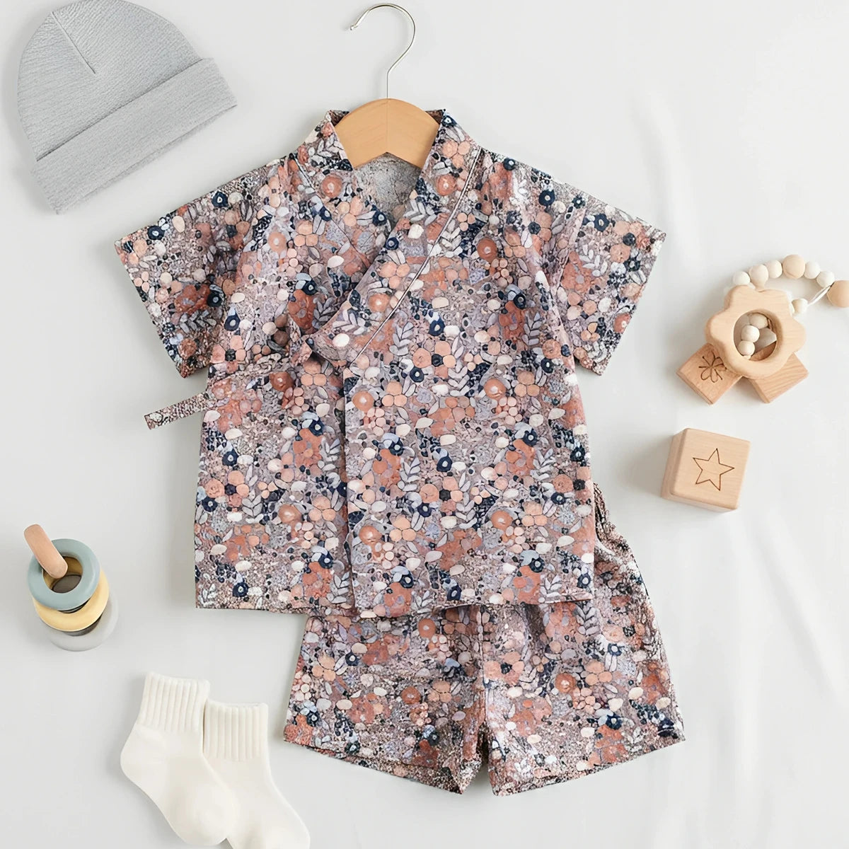 Summer Floral Little Kids Cute Tops and Shorts Outfits Sets Baby Clothing Sets