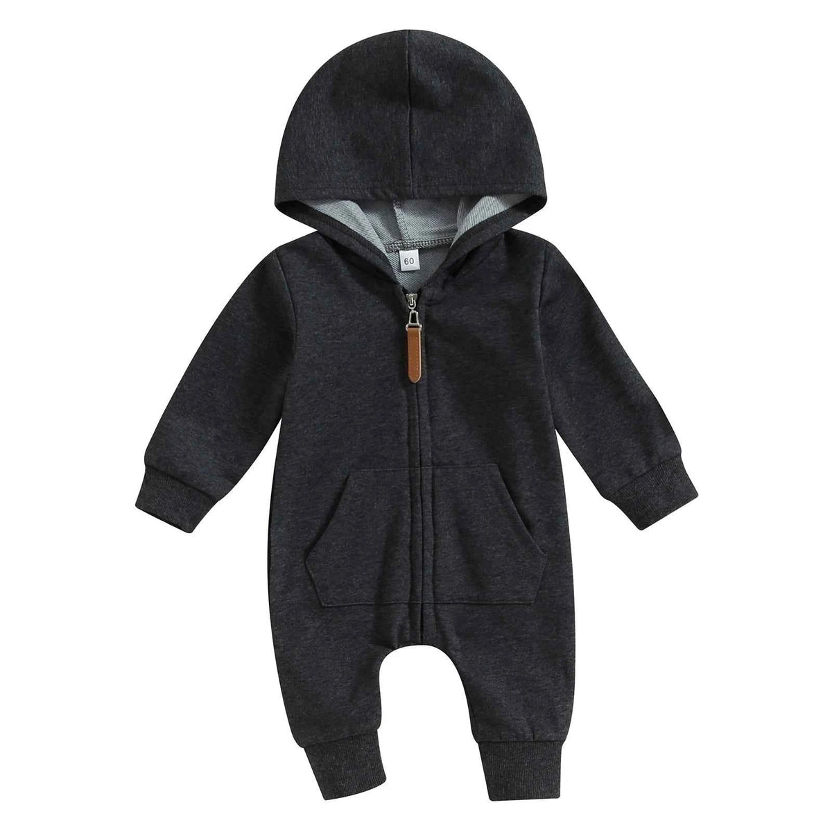 Citgeett Autumn Infant Baby Boys Girls Fall Jumpsuits Long Sleeve Solid Color Zipper Hooded Rompers Outfit