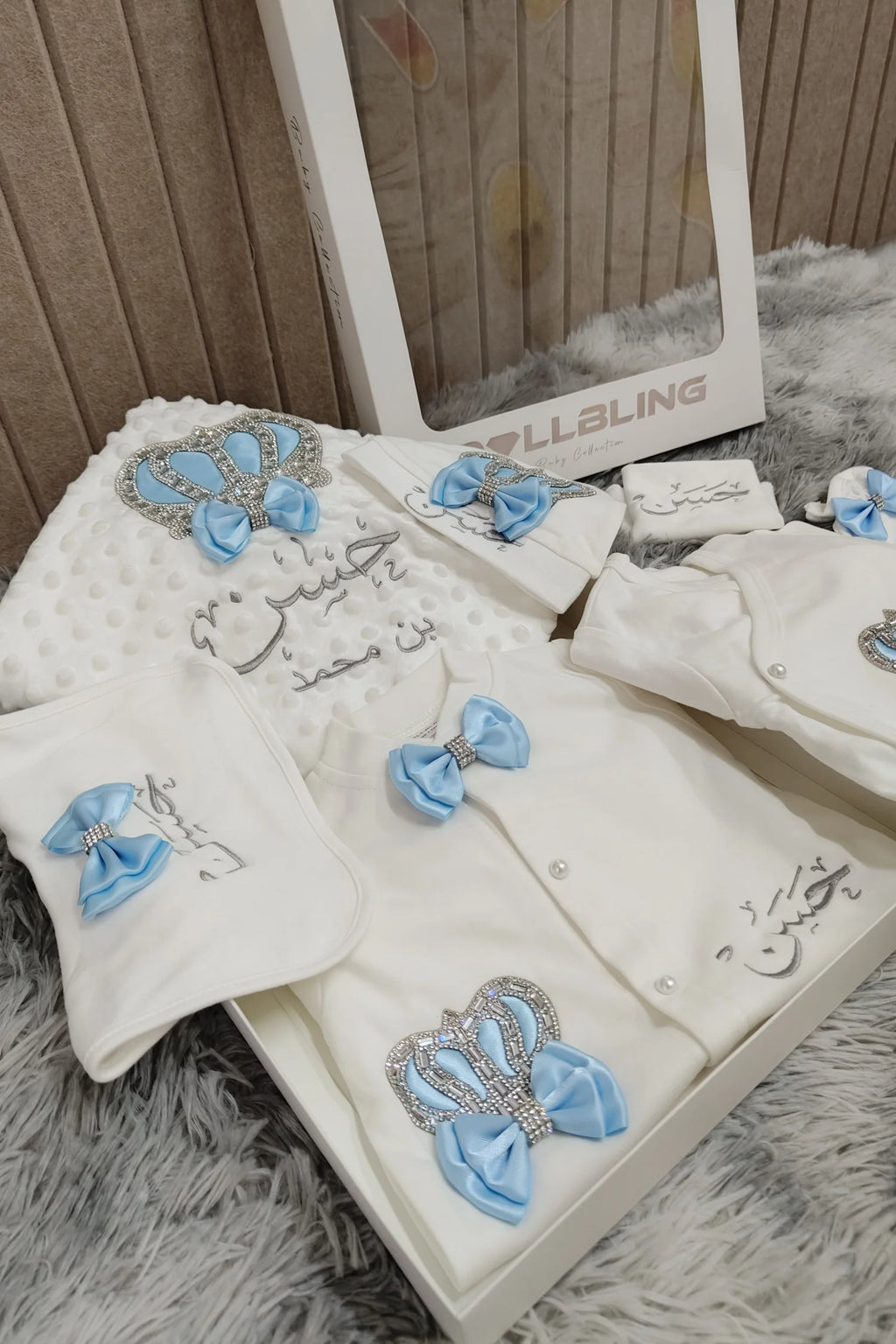 Baby Boy Prince Hospital Exit Newborn Bling Outfits Baby Bottles Gift Set Baby Shower Gift 5pcs Crown Romper