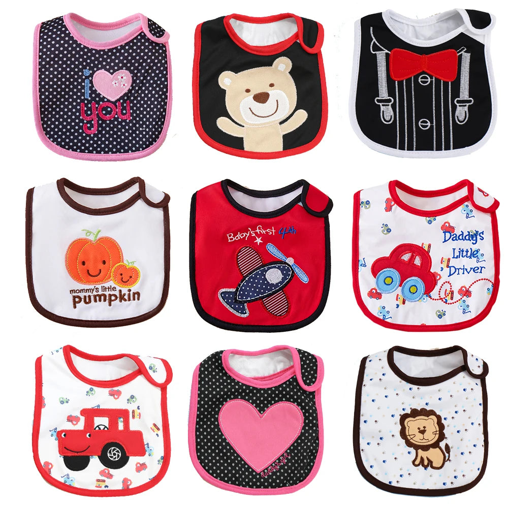 Random 5Pcs Soft Baby Adjustable Bibs Infant Bib Newborn Burp Cloths Bandana Scarf for Kids Boy Girls Feeding Saliva Towel