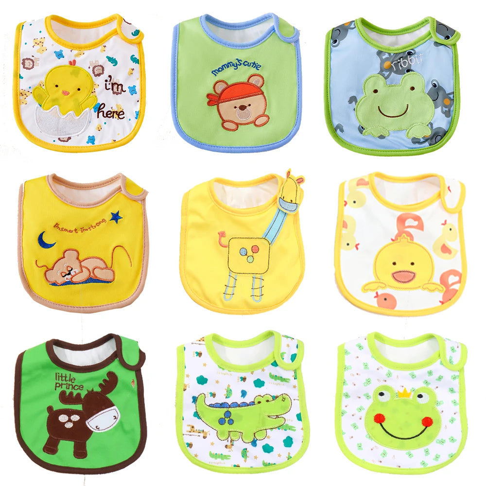 Random 5Pcs Soft Baby Adjustable Bibs Infant Bib Newborn Burp Cloths Bandana Scarf for Kids Boy Girls Feeding Saliva Towel
