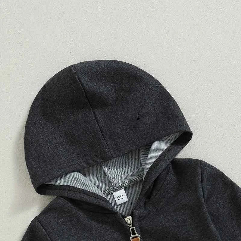 Citgeett Autumn Infant Baby Boys Girls Fall Jumpsuits Long Sleeve Solid Color Zipper Hooded Rompers Outfit