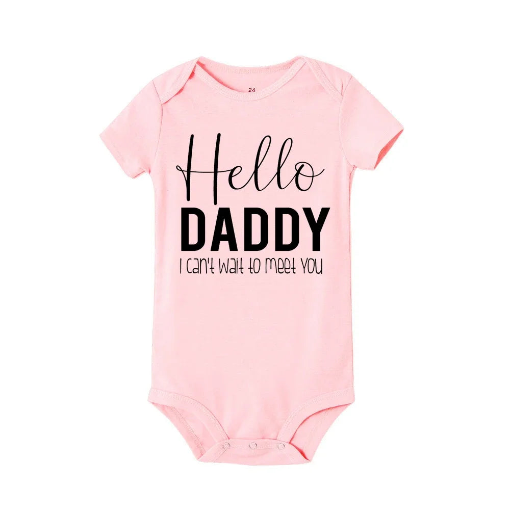 Hey Aunt I Can't Wait To Meet You Announcement Baby Bodysuit Summer Boy Girl Romper Pregnancy Reveal Clothes Infant Shower Gifts