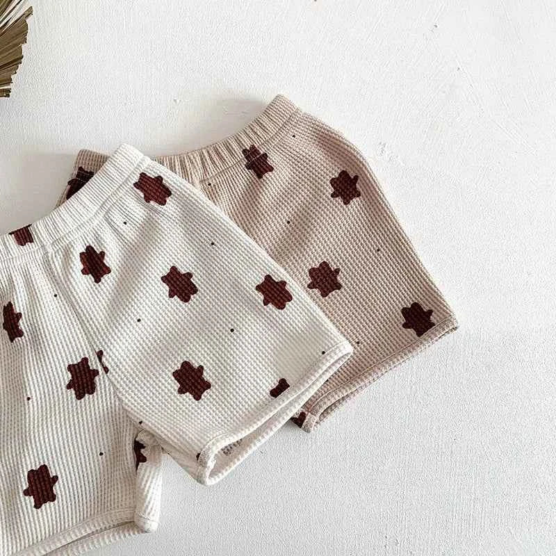 MILANCEL Summer Baby Clothes Suit Waffle Bear Clothing Set Infant Girs Vest And Shorts Baby OIutfit