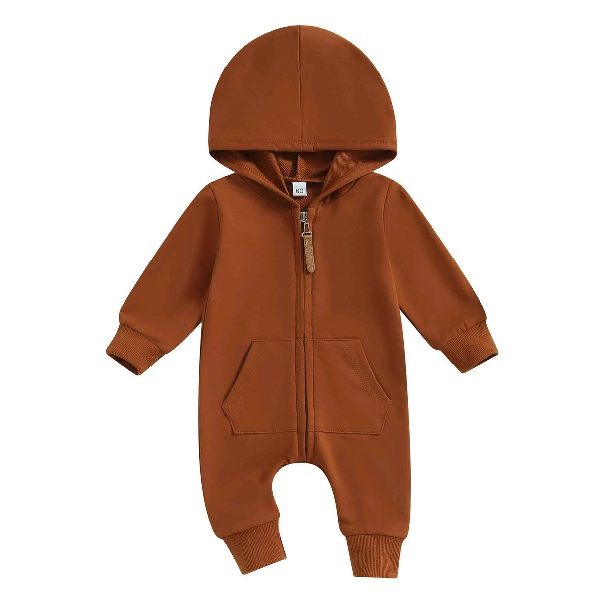 Citgeett Autumn Infant Baby Boys Girls Fall Jumpsuits Long Sleeve Solid Color Zipper Hooded Rompers Outfit