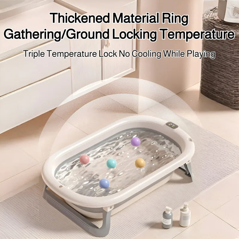 Foldable Baby Bathtub, Safe and Portable Bathing Solution for Infants and Toddlers, Suitable for 6-12 Months, Easy