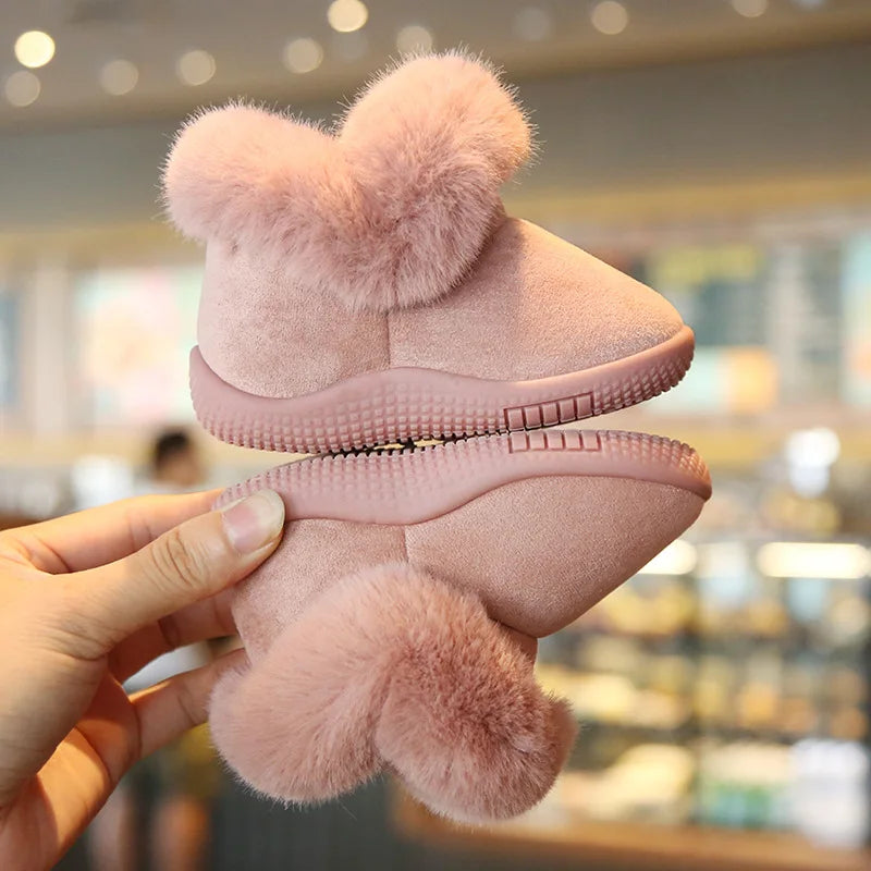 Fluffy Plush Warm Winter Snow Boots Soft Non-slip Infant First Walkers Shoes Wear-resisting Footwear For Baby Boys Girls Kids