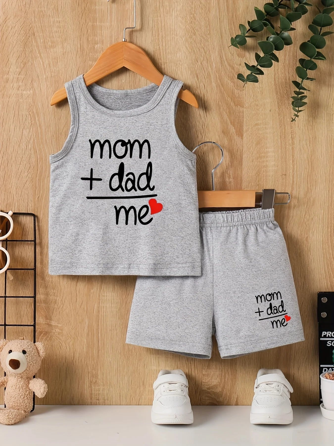 Summer Infant Boy's round Neck Letter Print Vest And Shorts Set Casual Two-Piece Outfit for Toddlers