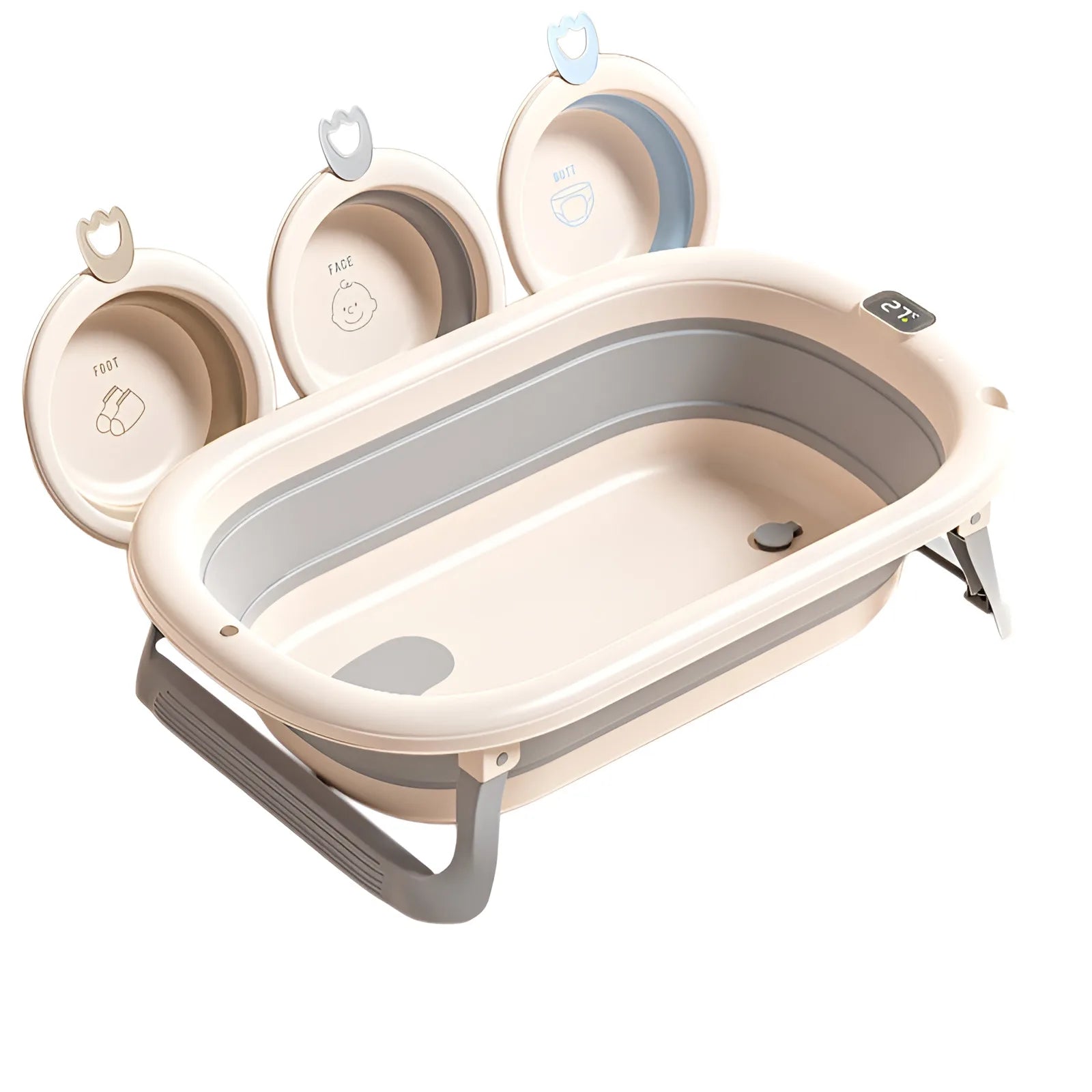 Foldable Baby Bathtub, Safe and Portable Bathing Solution for Infants and Toddlers, Suitable for 6-12 Months, Easy