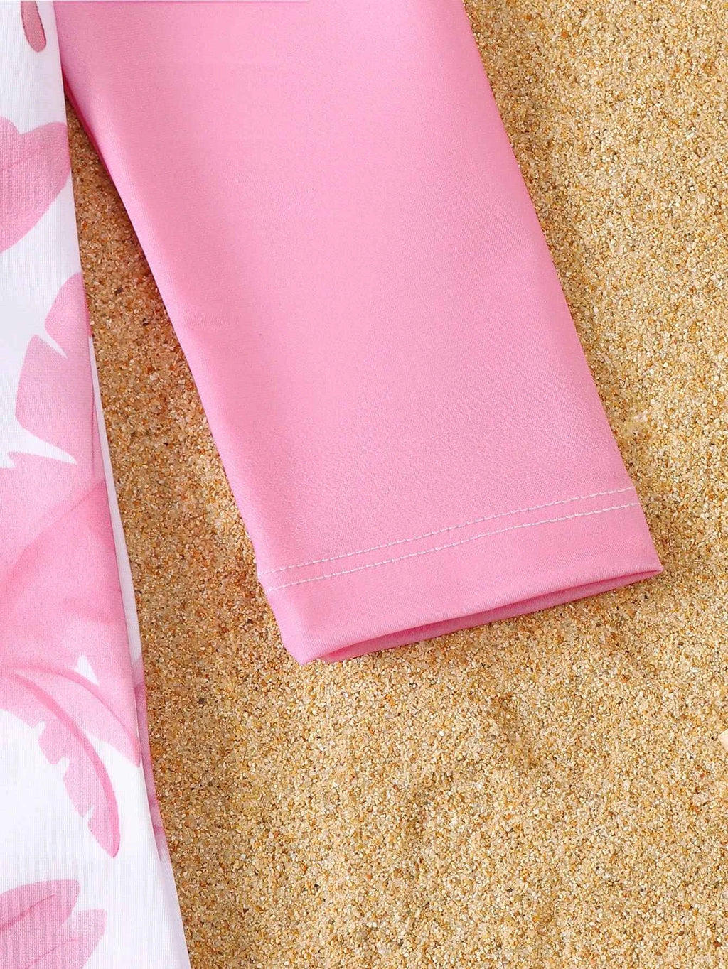 Baby Girl Summer Pink Print Long Sleeve Swimsuit with Hat Infant Swimwear Protection And Comfort