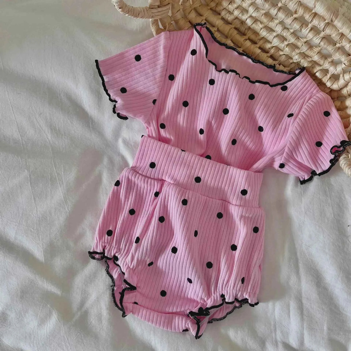 2psc Summer Baby for Boys and Girls Casual Short Elasticity Sleeve Top + Shorts Solid Color Kids One-Piece Fashion Baby Clothing