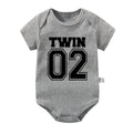 Twin 01 02 Print Twins Matching Baby Bodysuit Boys Girls Gift for Twins Twin Boys Jumpsuit Wear Unisex Newborn Baby Shower Gifts