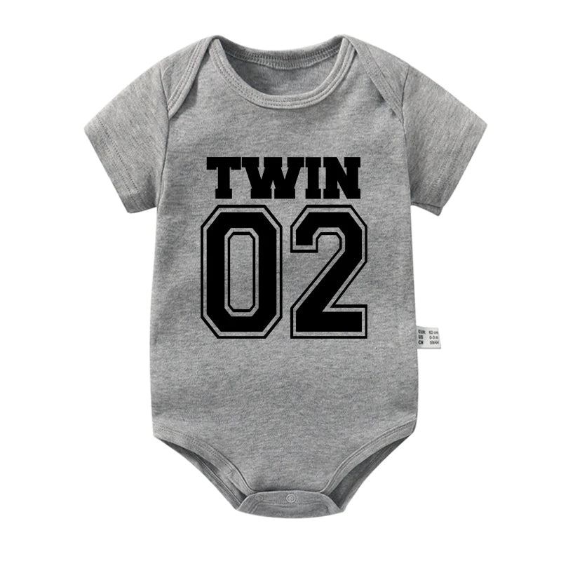 Twin 01 02 Print Twins Matching Baby Bodysuit Boys Girls Gift for Twins Twin Boys Jumpsuit Wear Unisex Newborn Baby Shower Gifts