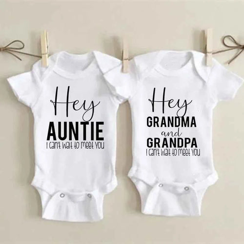 Hey Aunt I Can't Wait To Meet You Announcement Baby Bodysuit Summer Boy Girl Romper Pregnancy Reveal Clothes Infant Shower Gifts