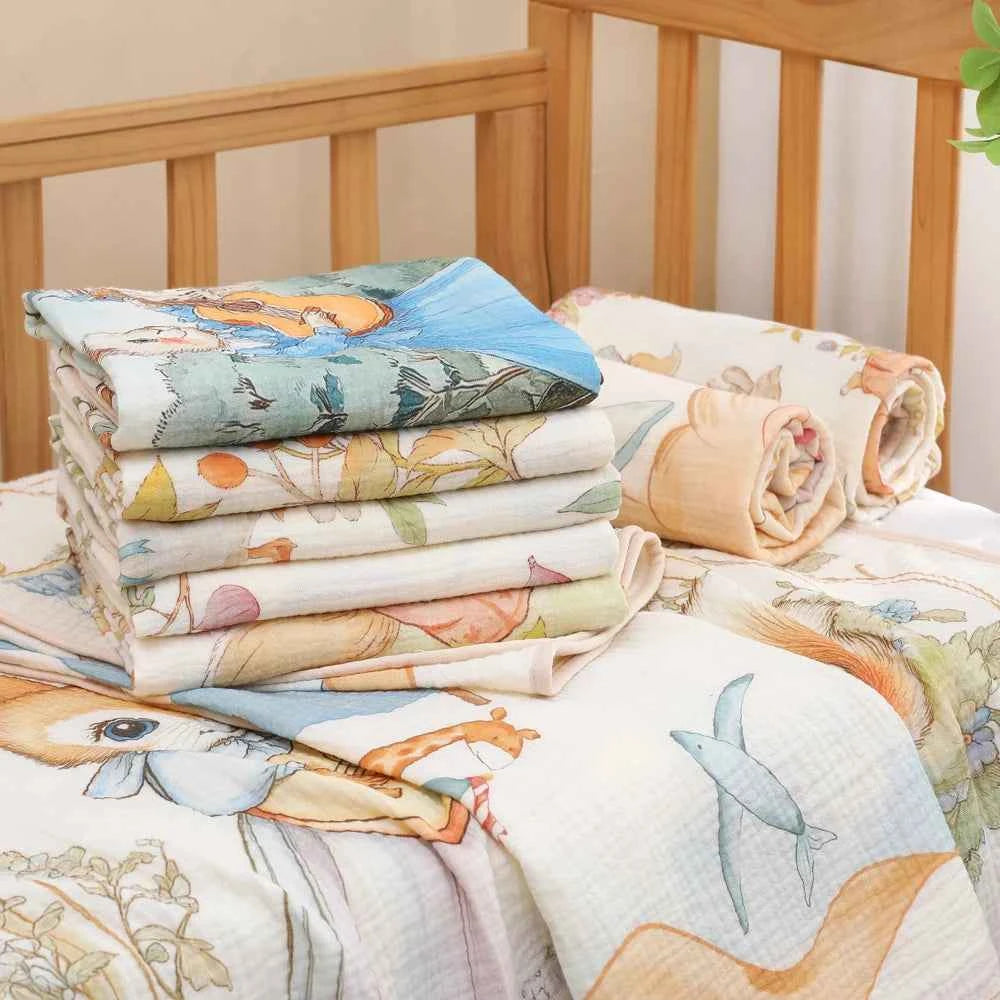 Newborn baby bath towel pure cotton gauze bath towel Class A soft children's blanket absorbent newborn baby blanket