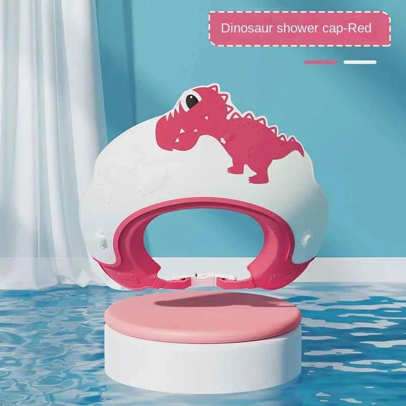 Baby Soft Rubber Waterproof Shampoo Cap Children Shampoo Artifact Baby Shampoo Cap Adjustable Ear Protectors Dinosaur Pattern