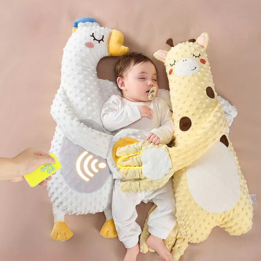 Cartoon Baby Soothing Pillow Remote Control Music Tapping Soothes Palm Pillow Baby Sleeping Pillow for Newborn Patting Doll