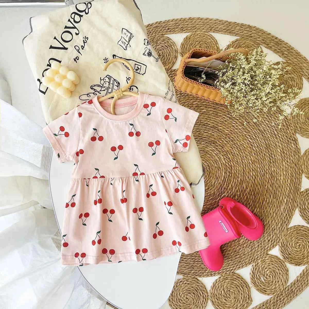 Cute Kids Dress Summer Cotton Sweet Baby Girls Holiday Clothing