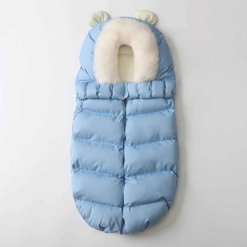 Winter 0-12Months Baby Footmuff For Outside Travel Thick Warm Envelope Cocoon Removable Fur Collar Baby Carriage Bag In Stroller