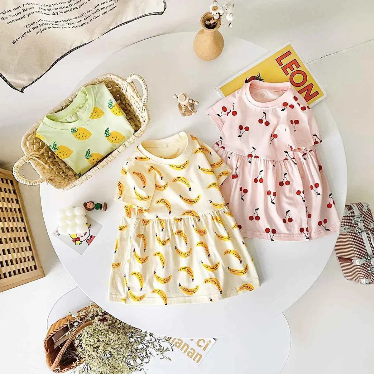 Cute Kids Dress Summer Cotton Sweet Baby Girls Holiday Clothing