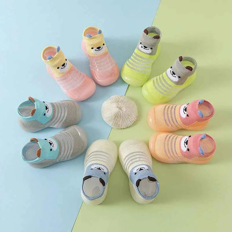 Baby Sock Shoes Summer Mesh Non-Skid Indoor Infant Walking Shoes Breathable Warm Elastic Boy Girls Socks Sneakers With Soft Sole