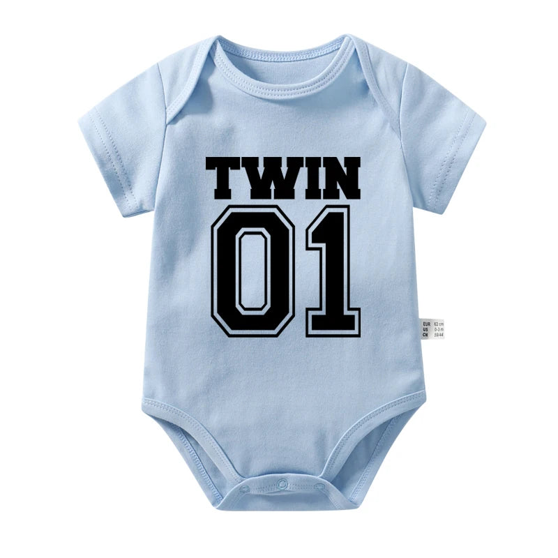 Twin 01 02 Print Twins Matching Baby Bodysuit Boys Girls Gift for Twins Twin Boys Jumpsuit Wear Unisex Newborn Baby Shower Gifts
