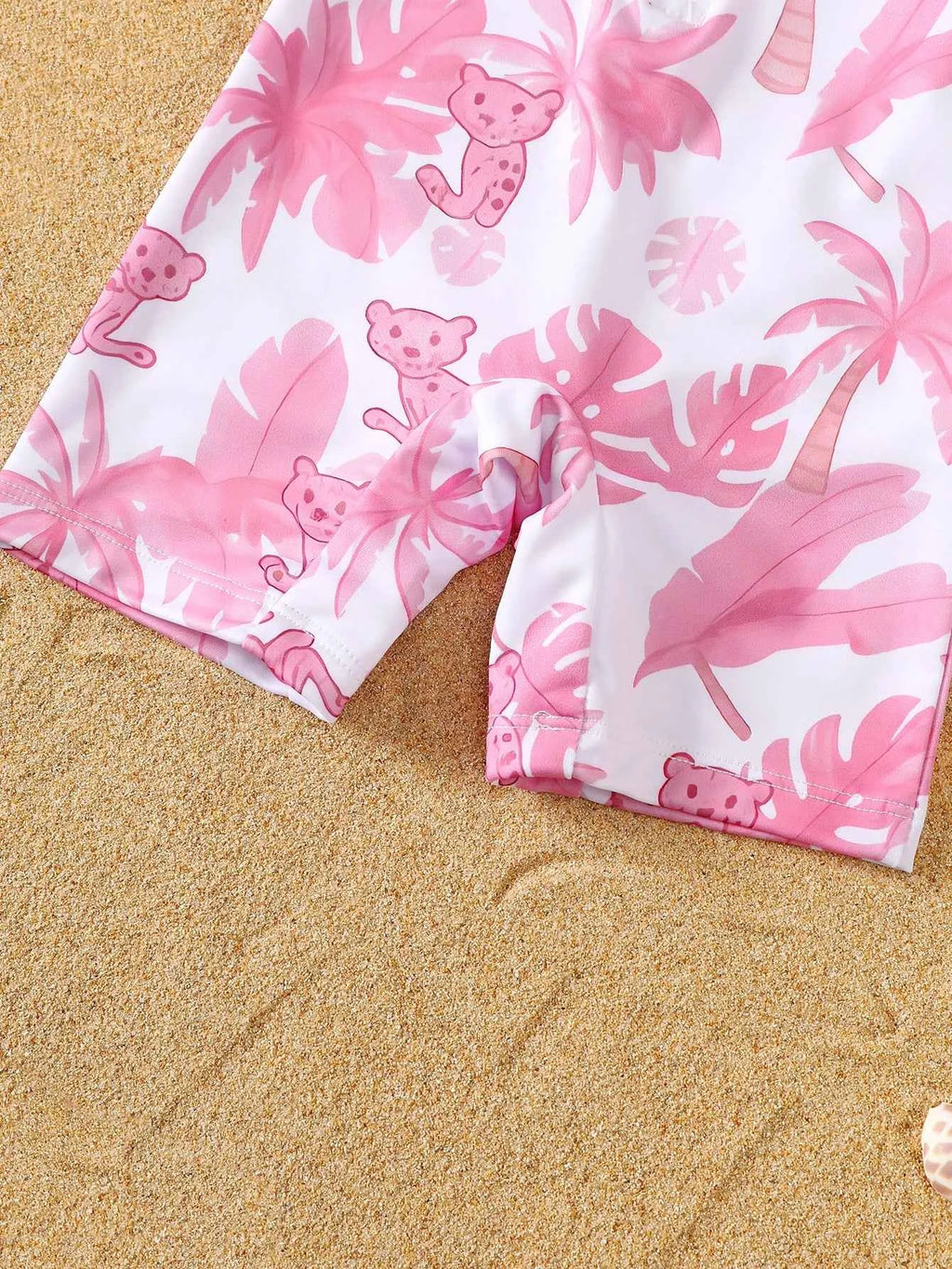 Baby Girl Summer Pink Print Long Sleeve Swimsuit with Hat Infant Swimwear Protection And Comfort