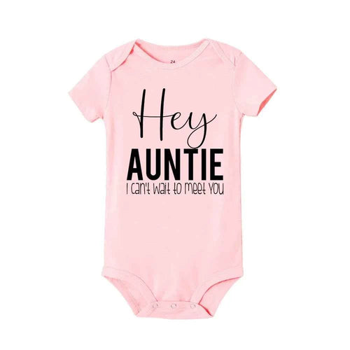 Hey Aunt I Can't Wait To Meet You Announcement Baby Bodysuit Summer Boy Girl Romper Pregnancy Reveal Clothes Infant Shower Gifts