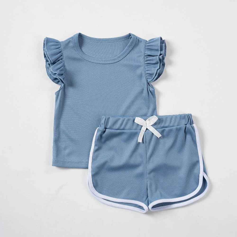 2024 Home Outgoing Summer Shorts T-shirt Set Two Piece Cute Baby Set Comfortable Leisure Breathable Set