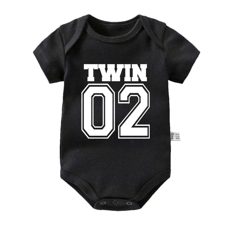 Twin 01 02 Print Twins Matching Baby Bodysuit Boys Girls Gift for Twins Twin Boys Jumpsuit Wear Unisex Newborn Baby Shower Gifts