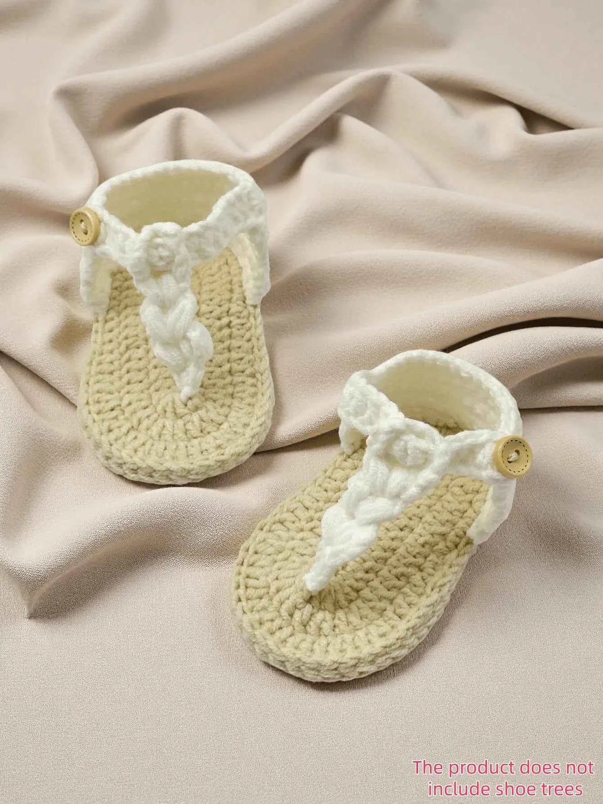 1 Pair Handmade Crochet Baby Girl Sandals, Pink  with Button Strap, Infant Booties