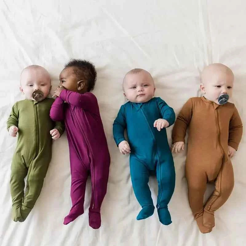 2026 Newborn Baby Bamboo Fiber Romper Solid Breathable Long Sleeve Clothes For 0-24M Boy Girl Jumpsuit Infant Loungewear Pyjamas