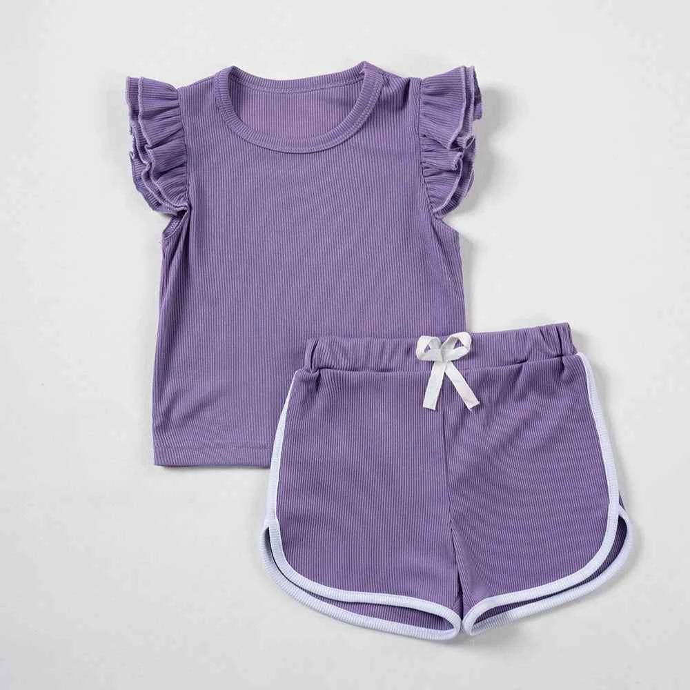 2024 Home Outgoing Summer Shorts T-shirt Set Two Piece Cute Baby Set Comfortable Leisure Breathable Set