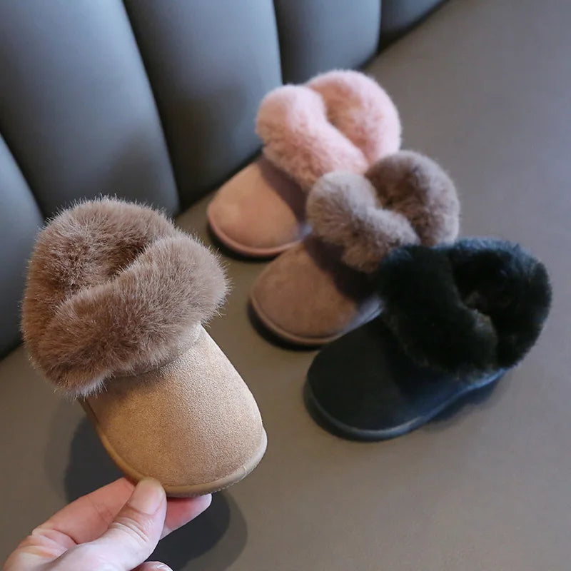 Fluffy Plush Warm Winter Snow Boots Soft Non-slip Infant First Walkers Shoes Wear-resisting Footwear For Baby Boys Girls Kids